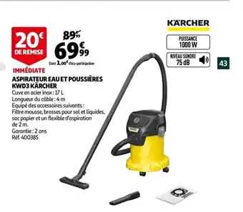 Auchan Aspirateur eau et poussières KWD3 karcher offre