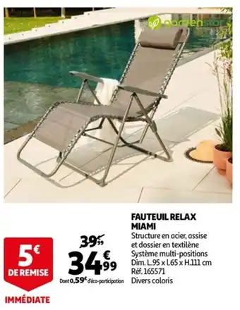 Auchan Fauteuil relax miami offre