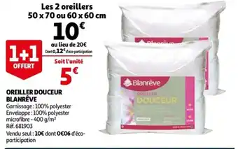 Auchan Oreiller douceur blanrêve offre