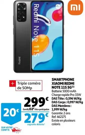 Auchan Smartphone xiaomi redmi note 115 5G offre