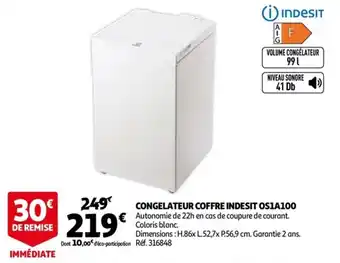Auchan Congelateur coffre indesit OS1A100 offre
