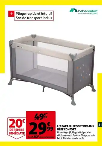 Auchan Lit parapluie soft dreams bébé confort offre