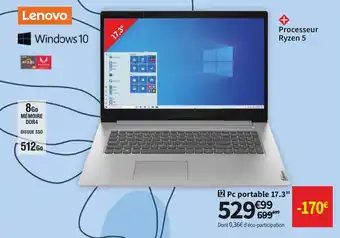 Conforama LENOVO pc portable 17.3" offre