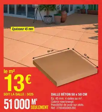 Dalle béton 50 x 50 cm