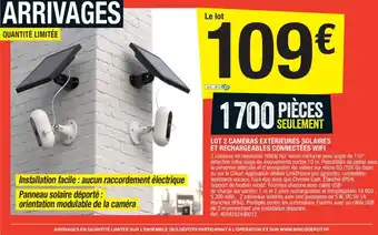 Lot 2 caméras extérieures solaires et rechargeables conenctées wifi