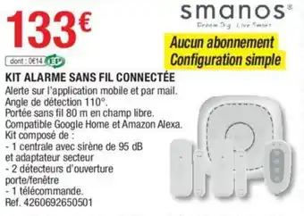 Brico Dépôt SMANOS kit alarme sans fil connectée offre