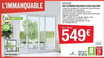 Brico Dépôt Baie aluminium coulissante haute isolation offre