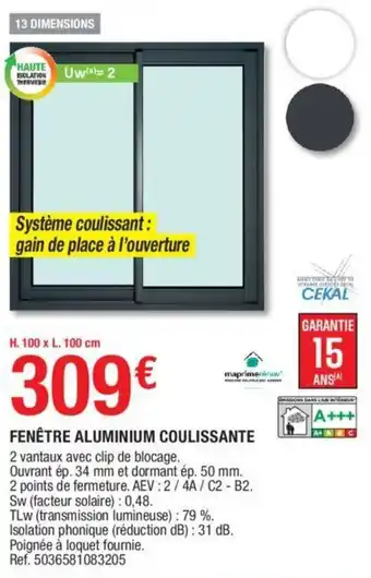 Brico Dépôt Fenêtre aluminium coulissante offre