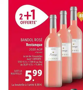 Lidl Bandol Rose Restanque 2020 Aop offre