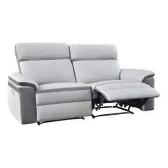 BUT Canapé 3 places 2 relax manuels willy pu et microfibre gris clair offre
