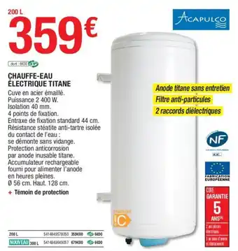 Brico Dépôt NF chauffe-eau électrique titane offre