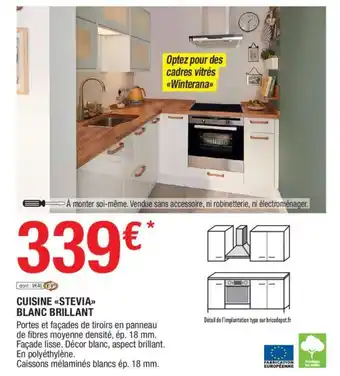 Brico Dépôt Cuisine STEVIA blanc brillant offre