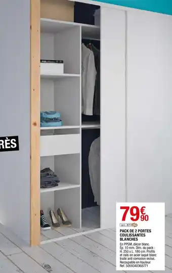 Brico Dépôt Pack de 2 portes coulissantes blanches offre