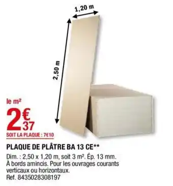 Brico Dépôt Plaque de plâtre ba 13 ce offre