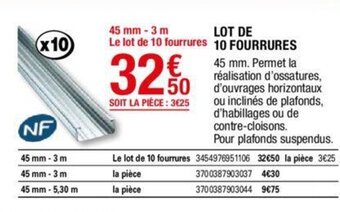 Brico Dépôt Lot de 10 fourrures offre