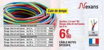 Brico Dépôt NEXANS câble H07VU speedfil offre