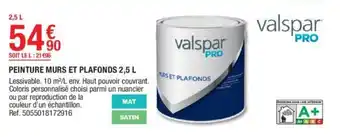 Brico Dépôt VALSPAR PRO peinture murs et plafonds 2,5 L offre