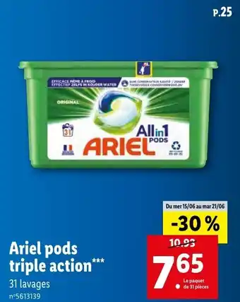 Lidl Ariel pods triple action offre