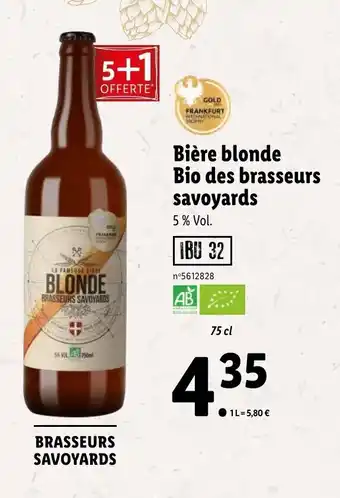 Lidl Bière blonde bio des brasseurs savoyards offre