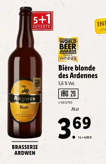 Lidl Bière blonde des ardennes offre