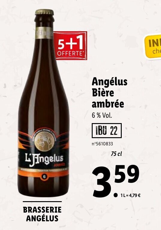 Promo Angélus Bière Ambrée chez Lidl