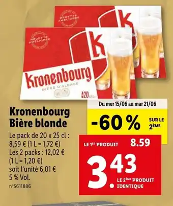 Lidl Kronenbourg Bière Blonde offre