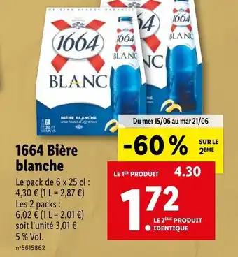 Lidl 1664 Bière Blanche offre