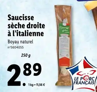Lidl Saucisse Sèche Droite à l'Italienne offre