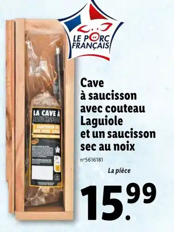 Lidl Cave à Saucisson Avec Couteau Laguiole Et Un Saucisson Sec Au Noix offre