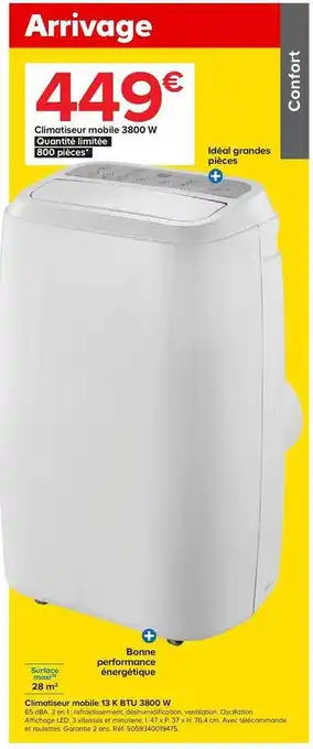 Climatiseur Mobile 13 Btu 3800 W