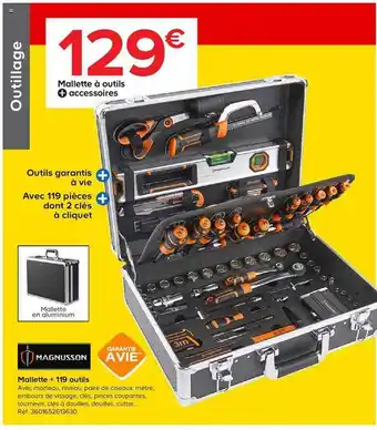 Castorama Mallette + 119 Outils Magnusson offre