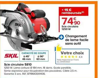 Castorama Scie Circulaire 5810 Skil offre