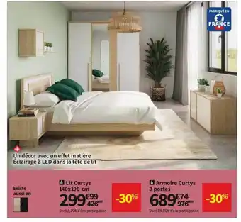 Conforama Lit Curtys 140 X 190 Cm, Armoire Curtys 3 Portes offre
