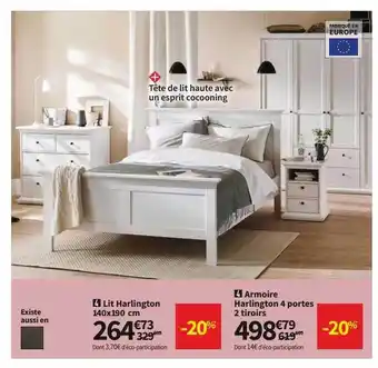 Conforama Lit Harlington 140 X 190 Cm, Armoire Harlington 4 Portes 2 Tiroirs offre