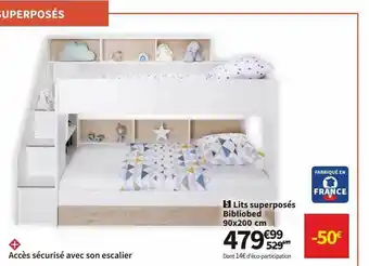 Conforama Lits Superposés Bibliobed 90 X 200 Cm offre