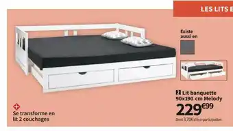 Conforama Lit Banquette 90 X 190 Cm Melody offre