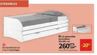 Conforama Lit Extensible Accordéon 90 X 190 Cm offre