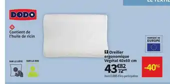 Conforama Oreiller Ergonomique Végétal 40 X 60 Cm Dodo offre
