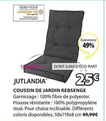 JYSK Coussin De Jardin Rebsenge Jutlandia offre