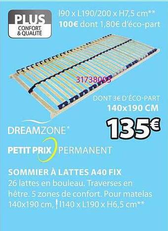JYSK Sommier à Lattes A40 Fix Dreamzone offre