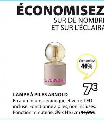 JYSK Lampe à Piles Arnold offre