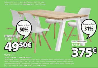JYSK Table Skagen + Chaise Bogense Royal Oak offre