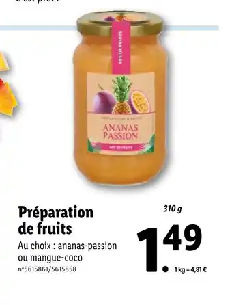 Lidl Préparation de Fruits offre