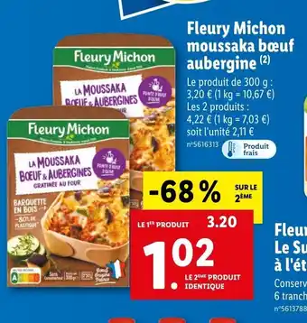 Lidl Fleury Michon Moussaka Bœuf Aubergine offre