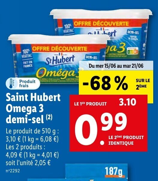 Promo Saint Hubert Omega 3 DemiSel chez Lidl