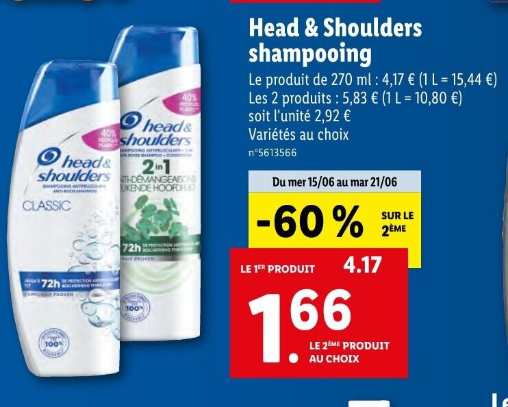 Promo Head & Shoulders Shampooing chez Lidl