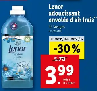 Lidl Lenor Adoucissant Envolée d'Air Frais offre