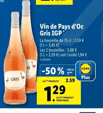 Lidl Vin de Pays d'Oc Gris IGP offre