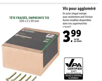 Lidl Vis Pour Aggloméré offre