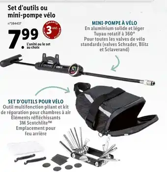 Lidl Set d'Outils Ou Mini-Pompe Vélo offre